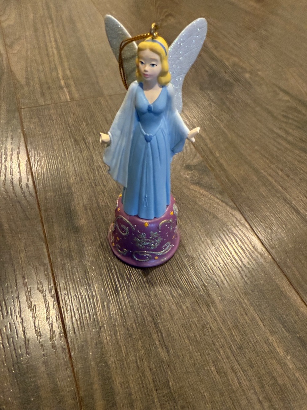 Disney Blue Fairy Ornament with Purple Glitter Base